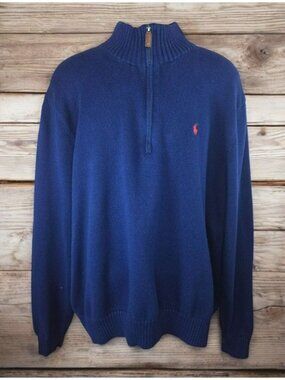 Polo Ralph Lauren Men's Navy Half-Zip Sweater Size XXL